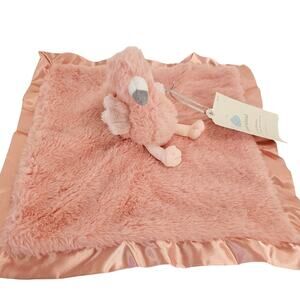 Cloud Island Pink Flamingo Security Blanket Lovey Plush Satin Trim 14x14